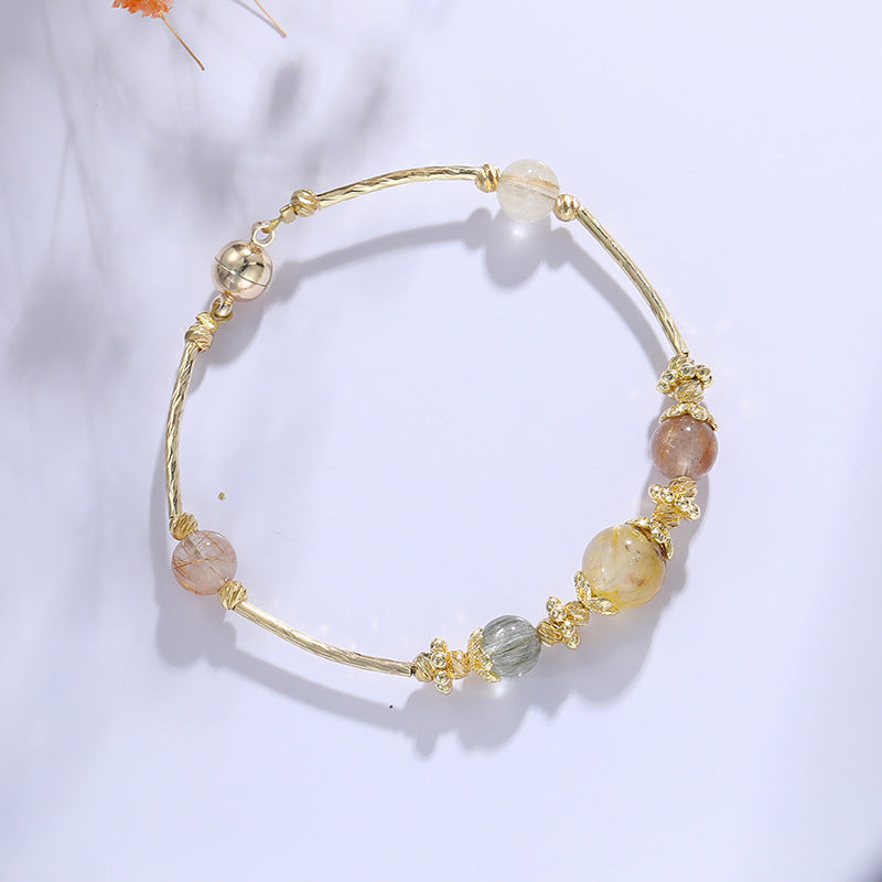 Exquisite Retro Forest Hair Crystal Bracelet for Women, Light Luxury Gift