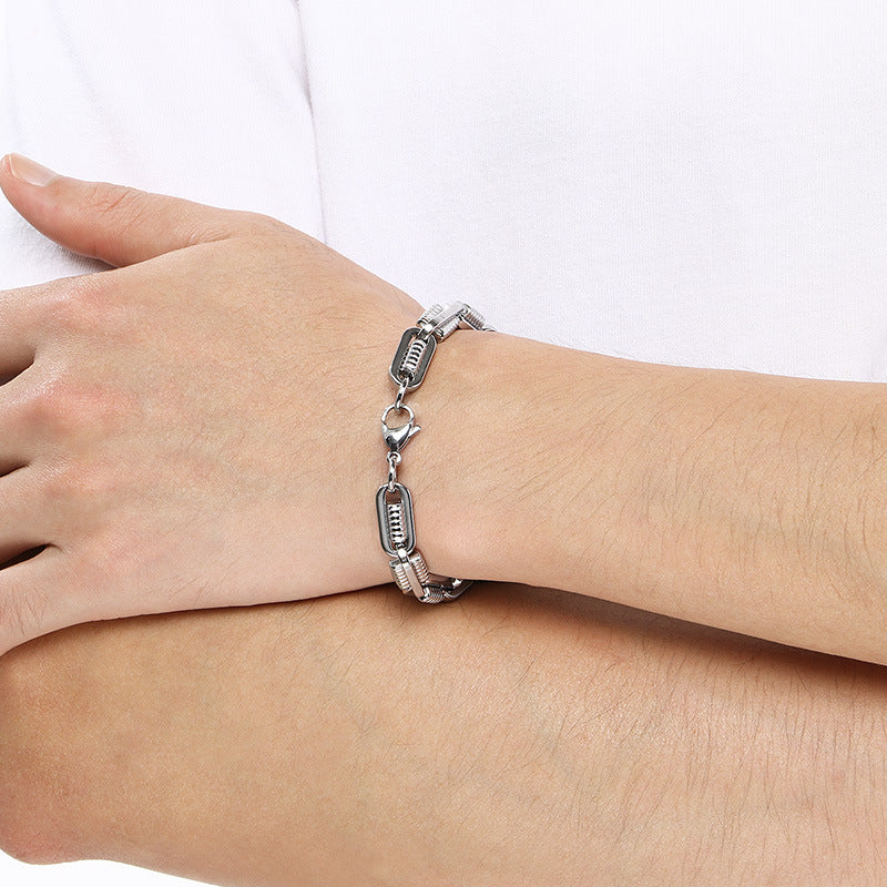 Design Metal Chain Bracelet – Mechanical Wind Rock Vacuum Plating Titanium Steel Men's