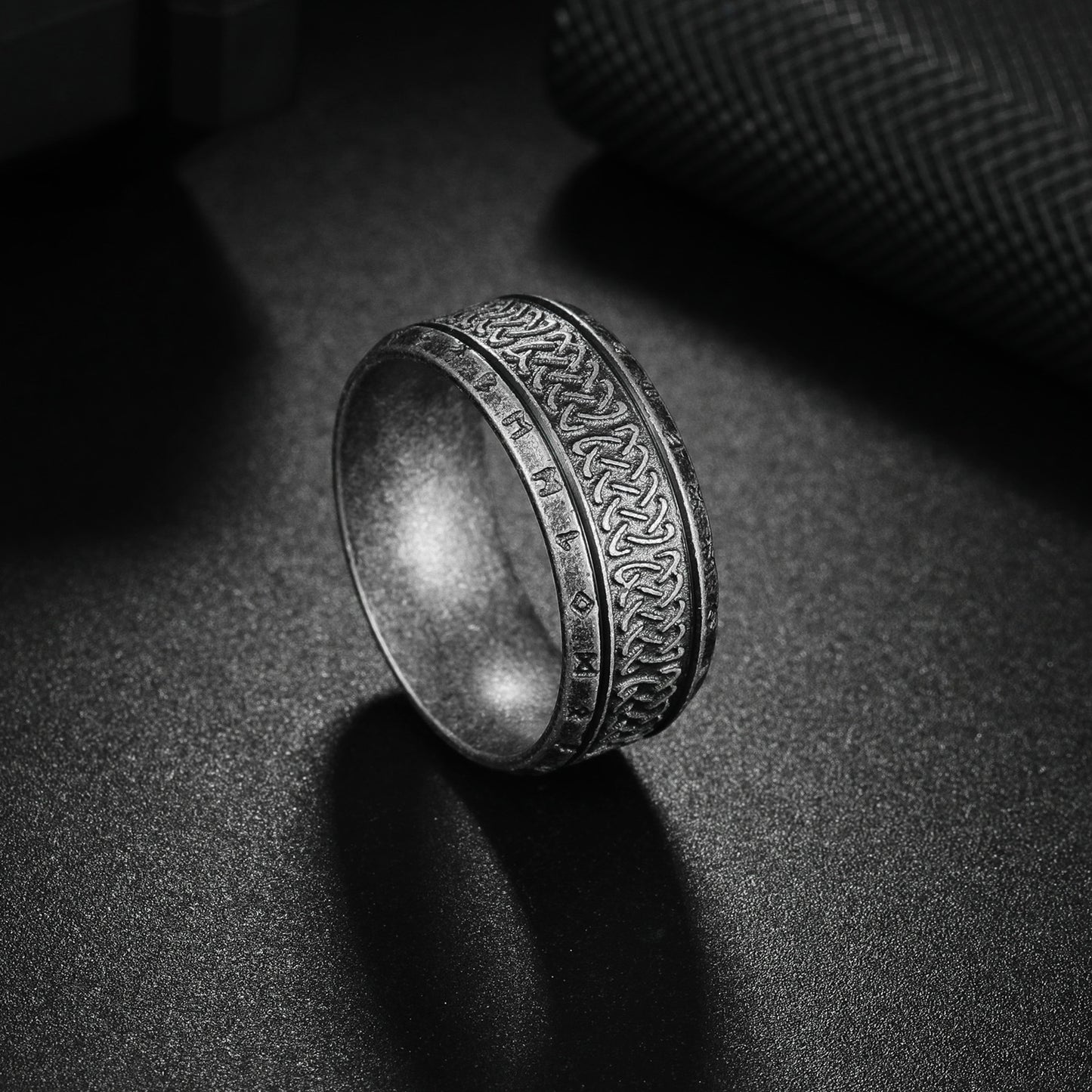 Viking Rune Ring Titanium Steel by Planderful for Unisex Lovers of Ancient Heritage Protection Symbol