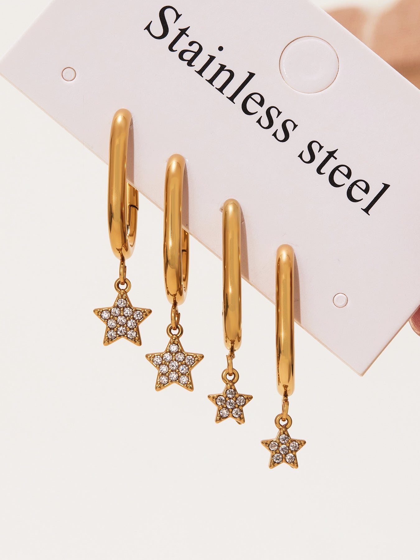 Planderful Zirconium Pentagram Earrings 18K Goldplated Bold