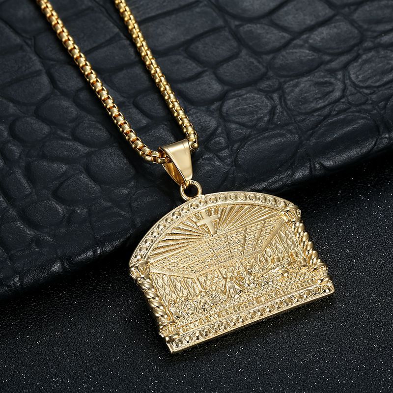 Planderful Everyday Genie Hip Hop Necklace Stainless Steel Gold Plated Zircon Thirteen Apostles Pendant For Him And Her