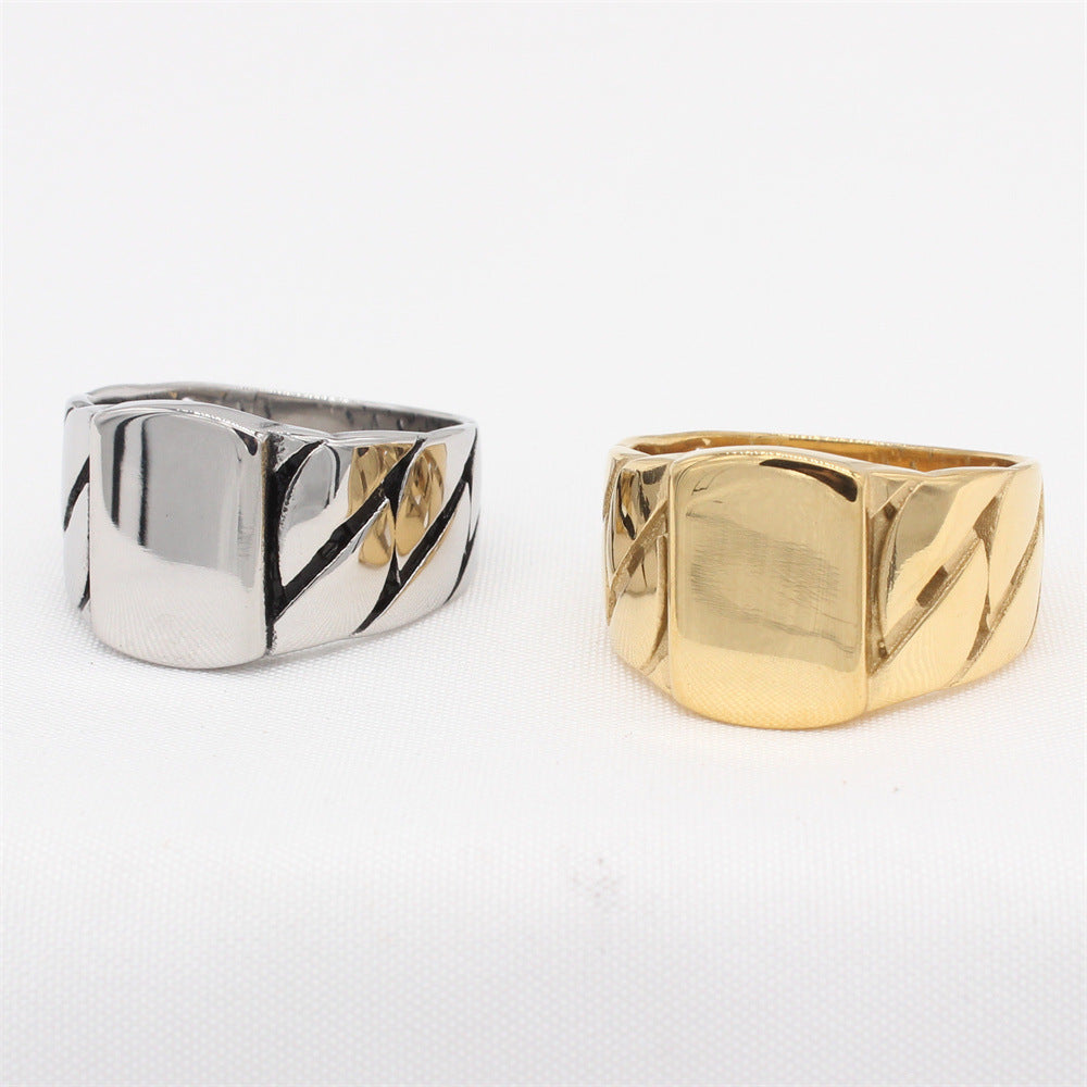 Planderful Everyday Genie – European and American Personalized Retro Chain Men's Titanium Steel Ring