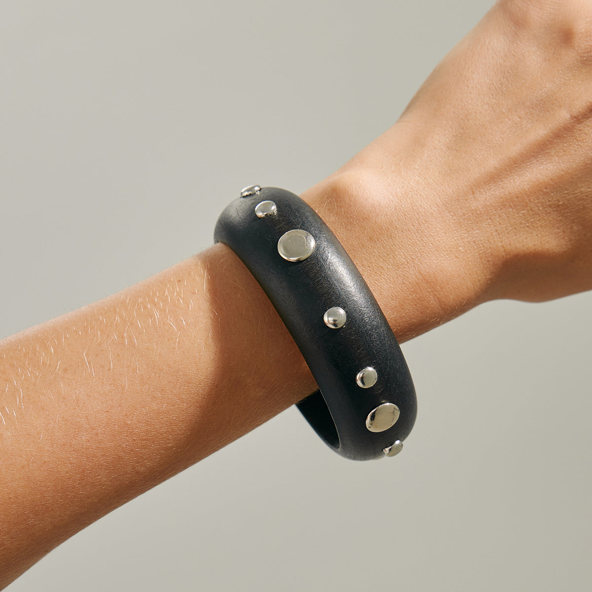 Cold And Exaggerated National Style Wooden Wide Bracelet Star Geometric Rivet Bracelet