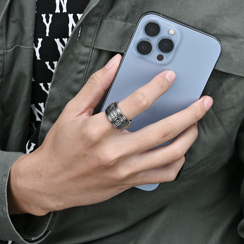 Cross-Border European Bitcoin Titanium Steel Ring for Men