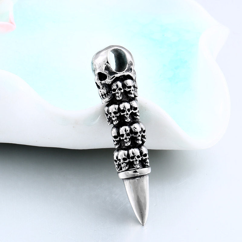 Customizable Punk Skull Titanium Steel Pendant - Retro Hip Hop Couple Accessories for Men