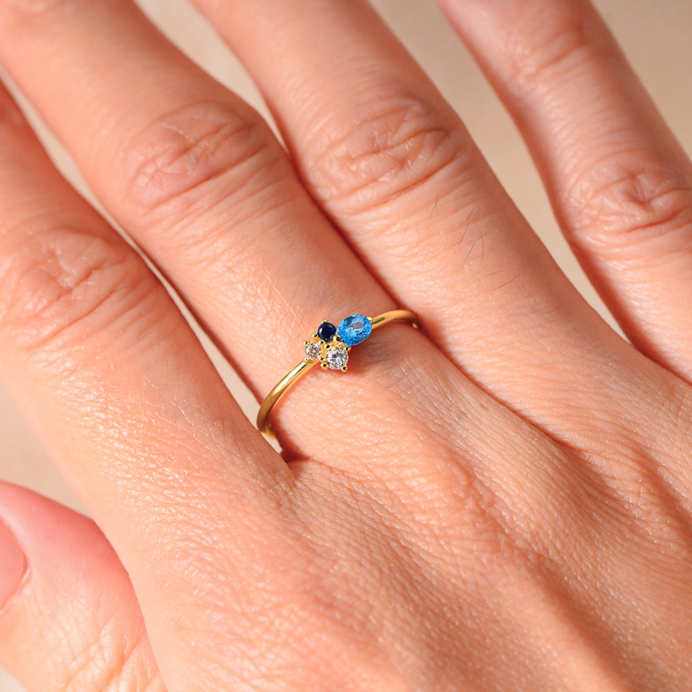 Colored Zircon Sterling Silver Ring Elegant Ring Jewelry