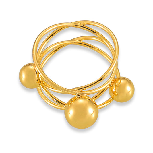 Golden Round Bead Stackable French Retro Index Finger Ring