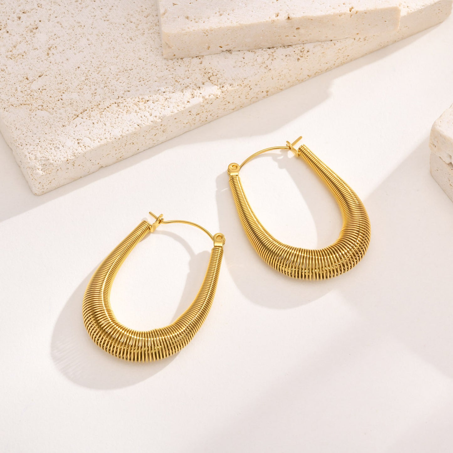 Stainless Steel Women's Personalized Fashion U-Shaped Earrings Gold