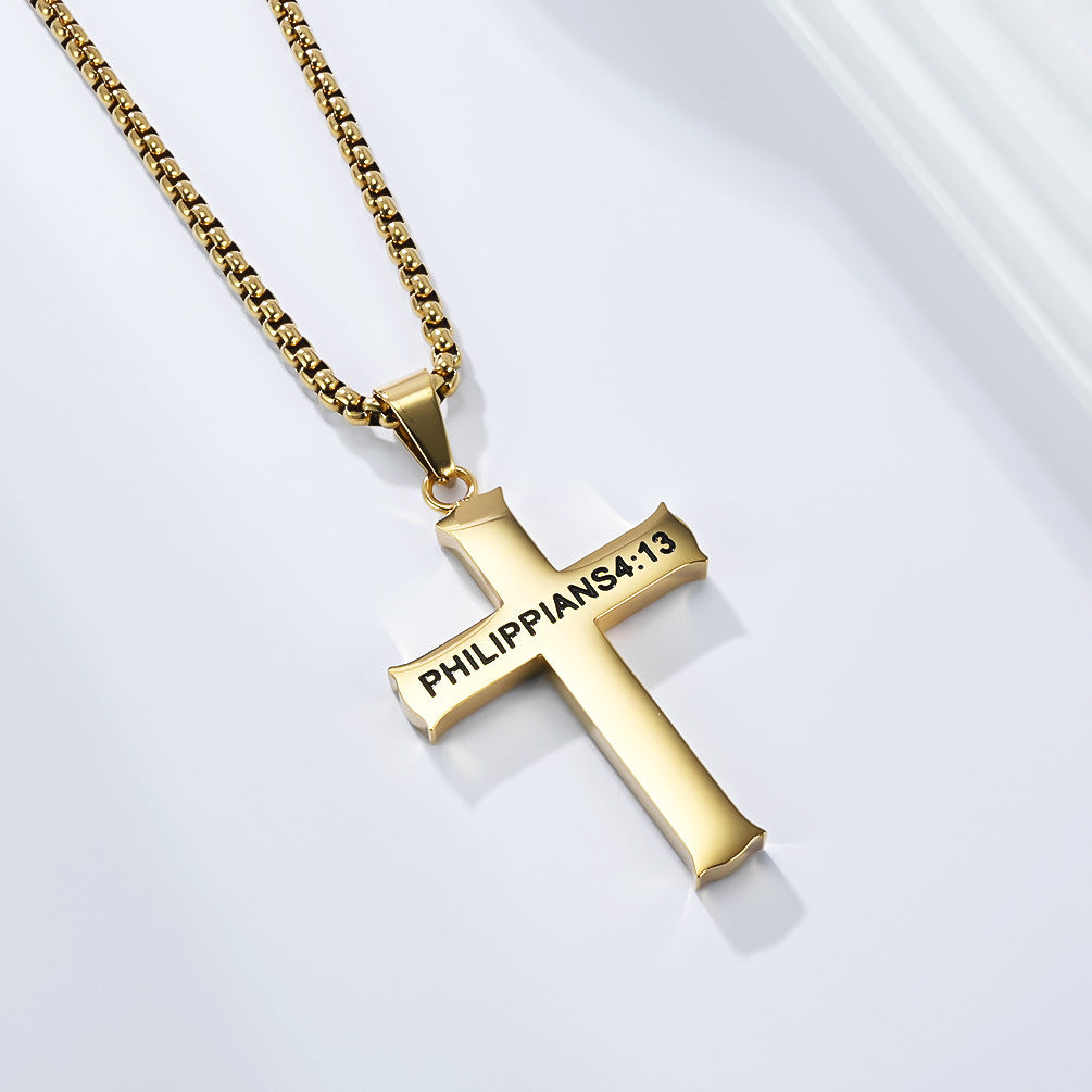 Planderful Stainless Steel Cross Necklace For Men And Women Unisex Durable Everyday Streetwear Pendant