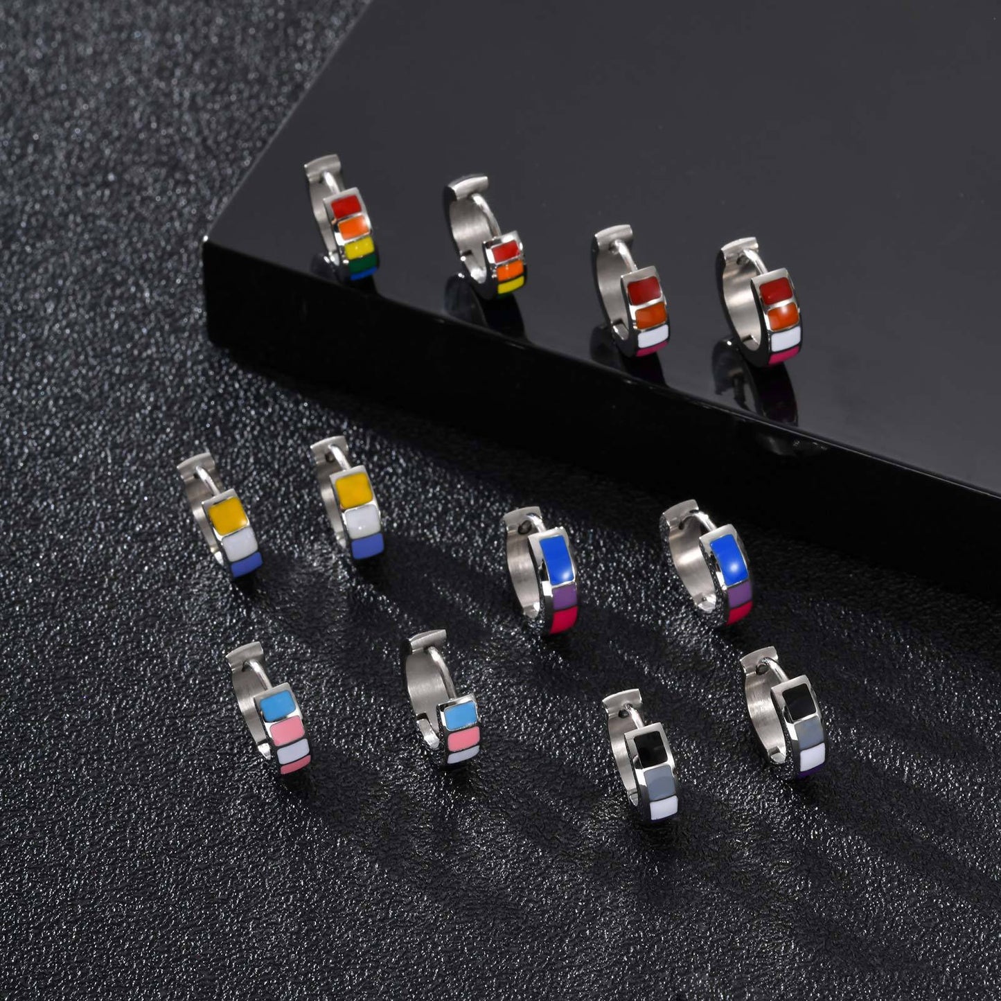 Planderful Unisex Stainless Steel Colorful Earrings