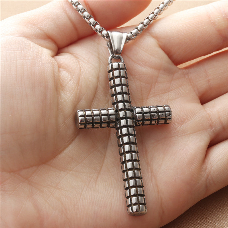 Personalized Titanium Steel Square Cross Pendant Necklace for Men - Retro Punk Trendy Design