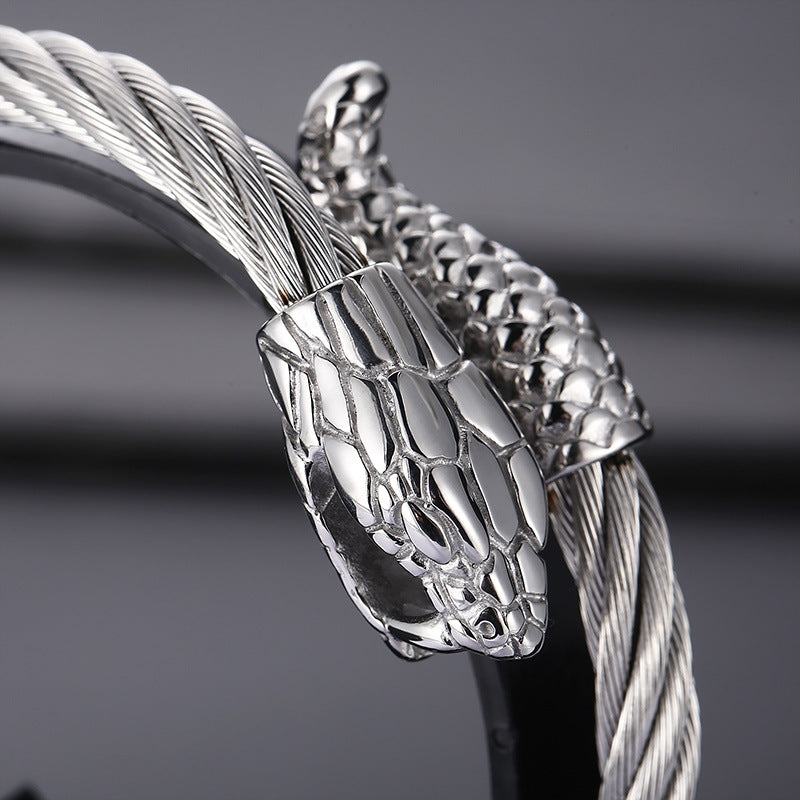 Braided Wire Steel Wire Bracelet – Street Rock Hip-Hop Multi-Color Zodiac Snake Titanium Steel