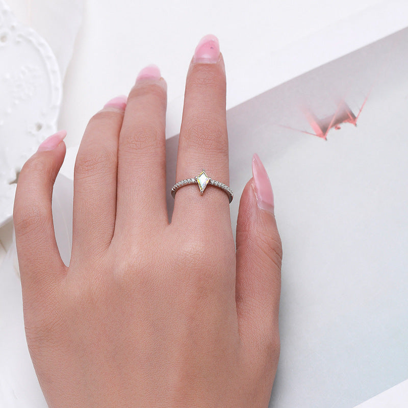 Colorful Zircon Sterling Silver Ring with Niche Design