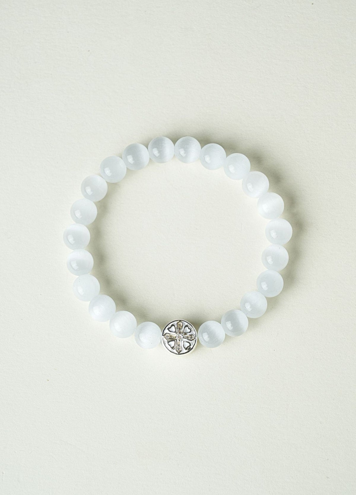 Obsidian & White Cat's Eye Bracelet