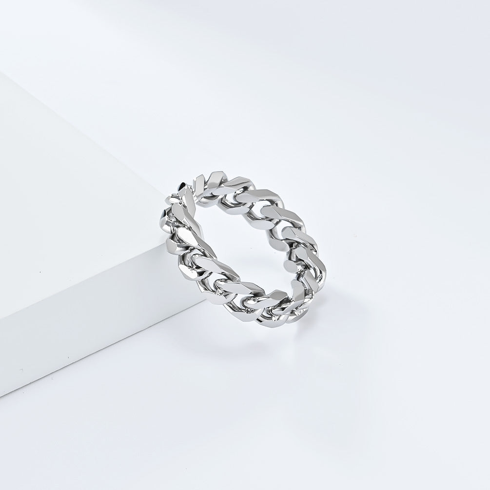 Neutral Simple Light Luxury Titanium Steel Chain Ring Jewelry