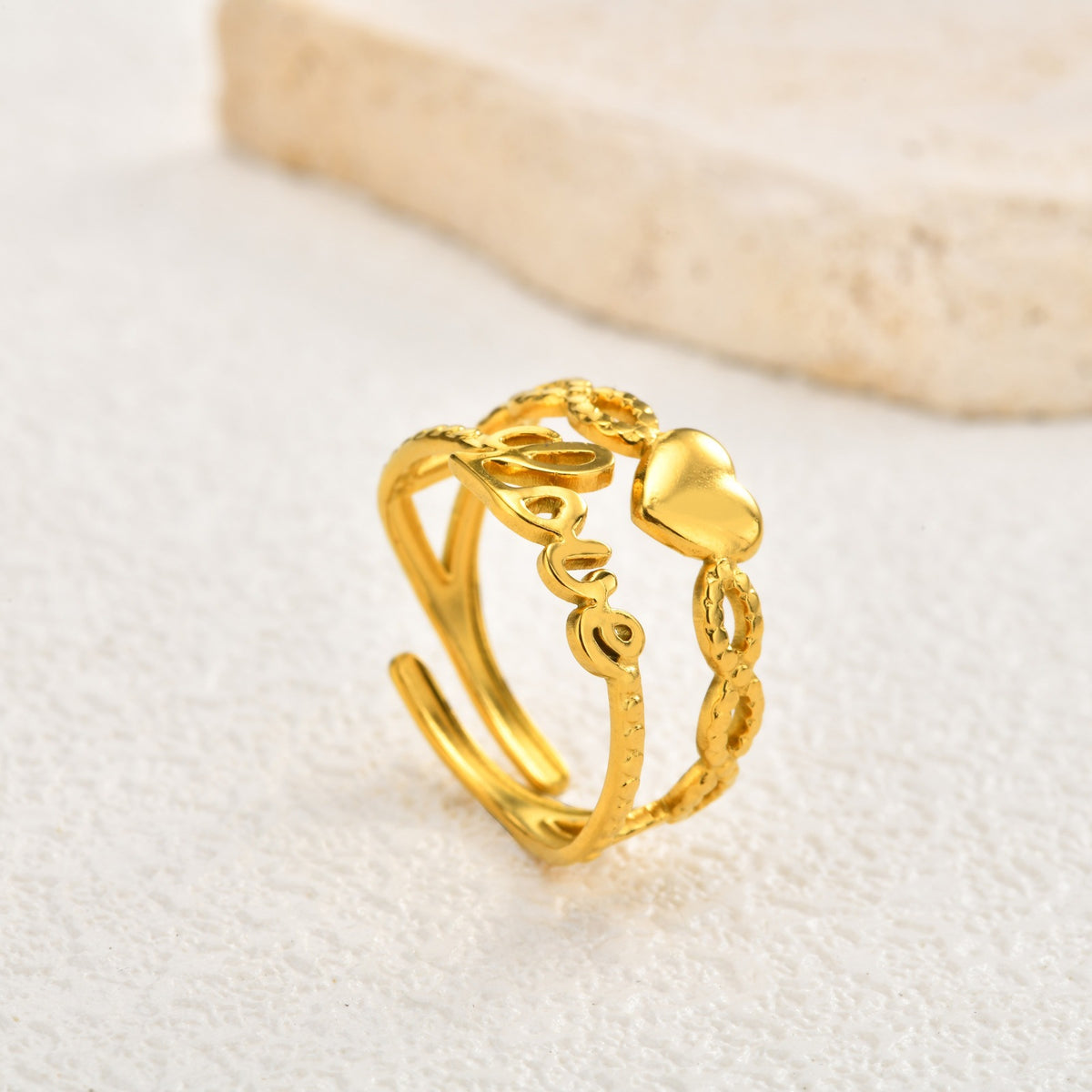 Love Ring Valentine's Day Wear Love Design Stainless Steel Heart Shape