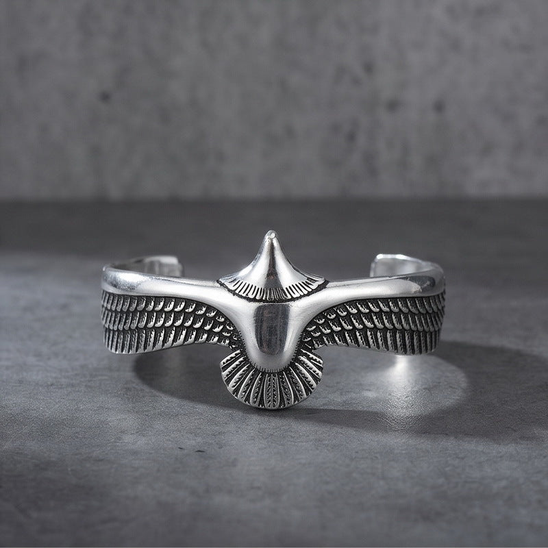 Gothic Skull Flying Eagle Spread Wings Bracelet Punk Cross Angel Wings Stainless Steel