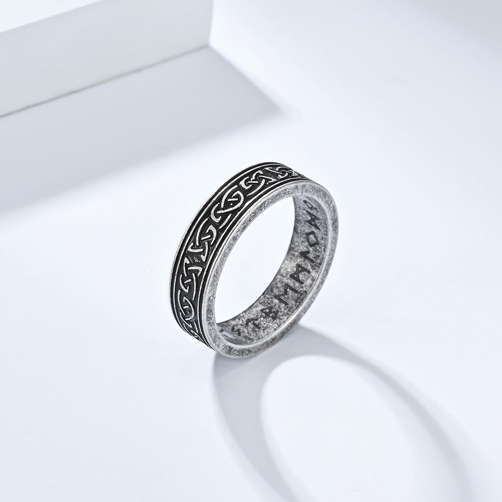 Stainless Steel Viking Celtic Knot Ring With Personalized Letter Engraving For Men By Planderful