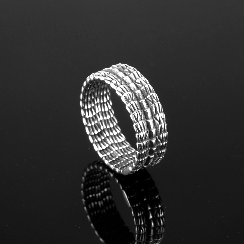 European And American Jewelry Wholesale Men's Titanium Steel Ring Retro Dragon Scale Ring No Rust No Allergy