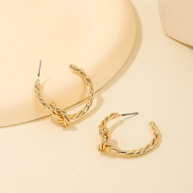 Creative Knot C-Shaped Stud Earrings - Vienna Verve Collection