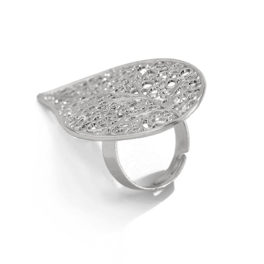 Planderful Vienna Verve Sunflower Ring – Adjustable Alloy Design with Imitation Pearl