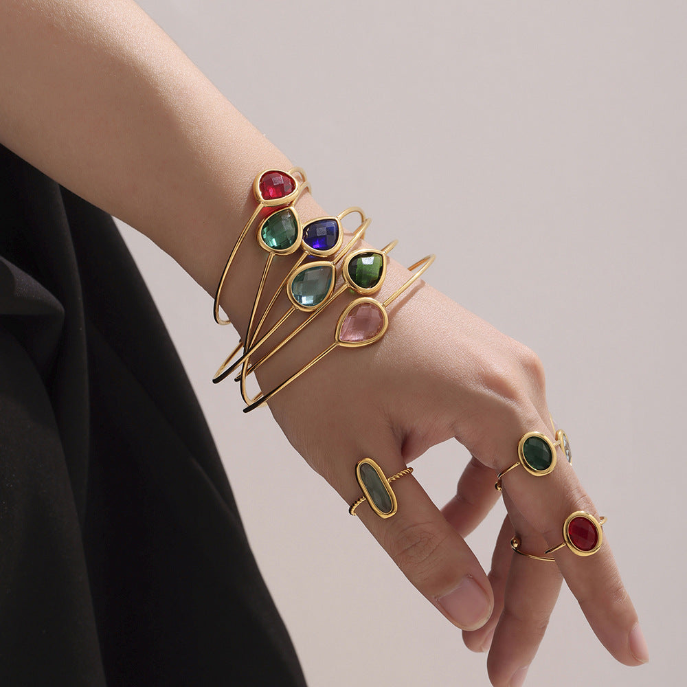 Planderful Water Drop Czech Glass Bracelet For Her 18K Gold