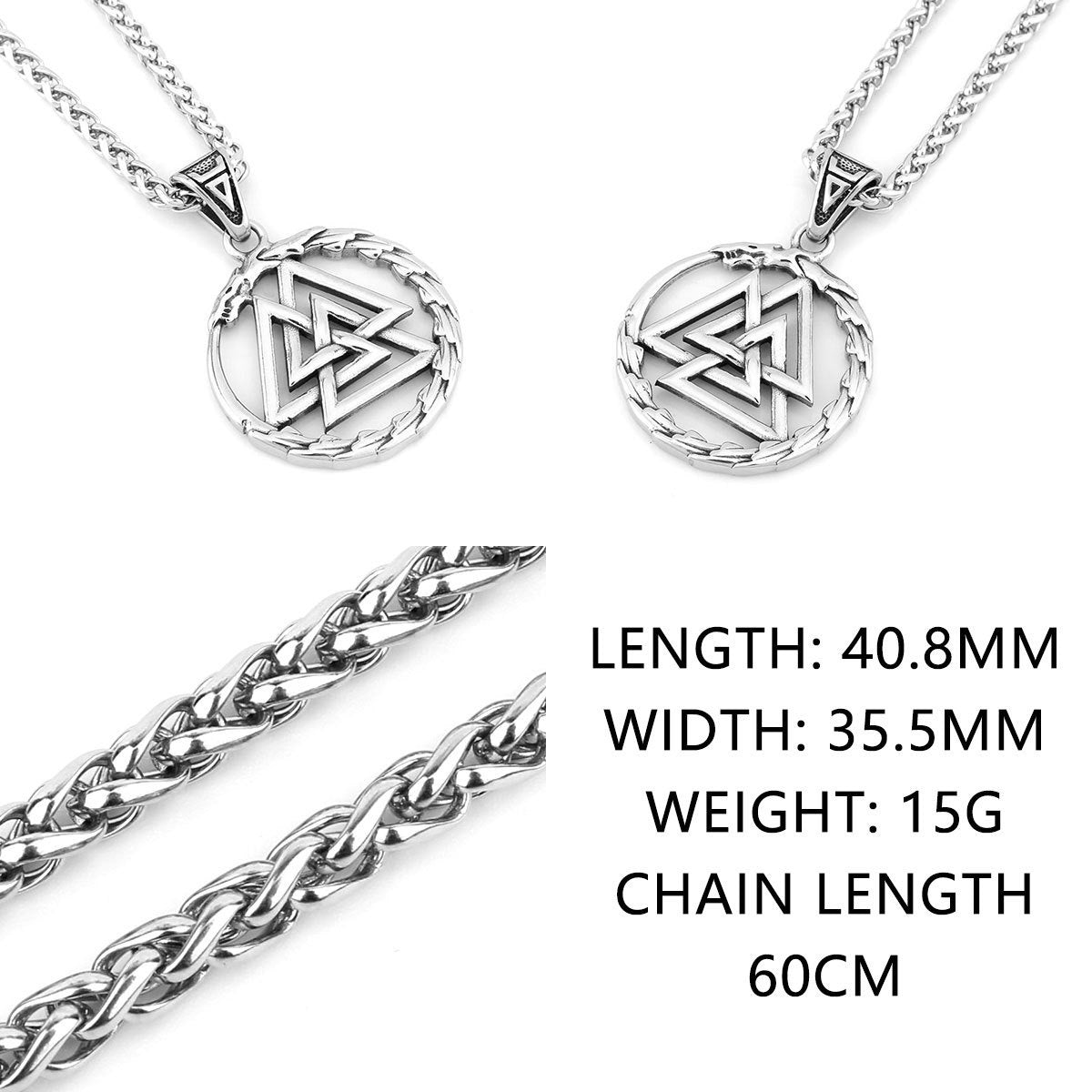 1. Planderful Titanium Steel Pendant Necklace Viking Triceratops Dragon Pattern for Men