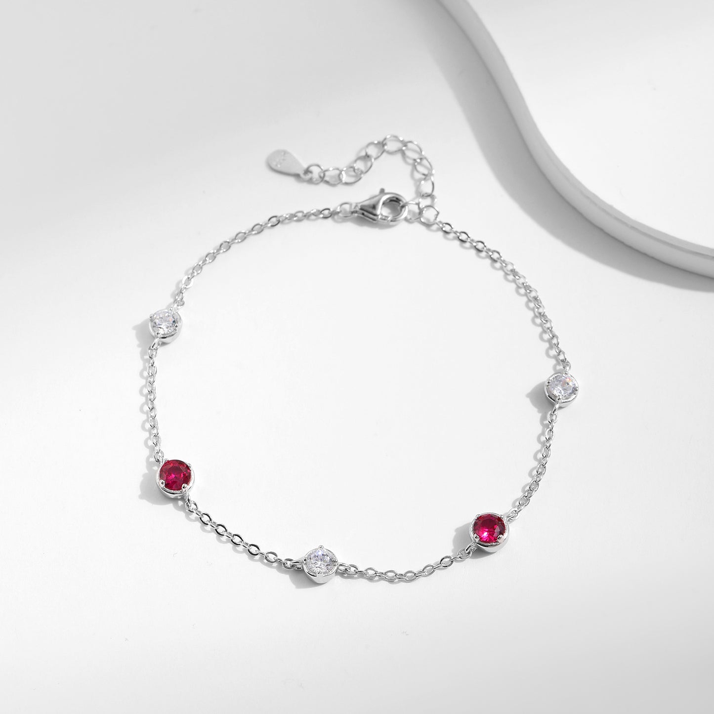 Exquisite Sterling Silver Ins Style Bracelet with Zircon Gems