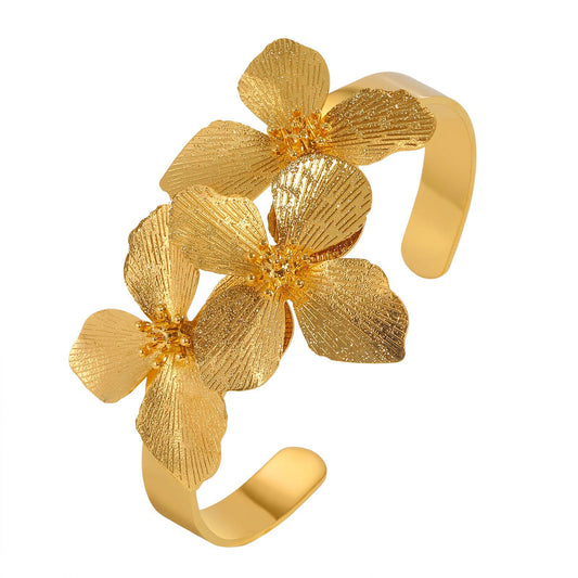 Flower Geometric Adjustable Stainless Steel Bracelet