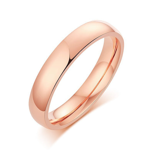 Titanium Steel Jewelry Glossy Rose Gold Ring Korean Hipster