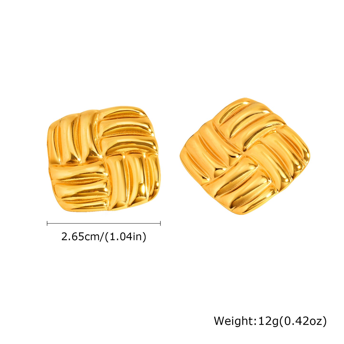 Jewelry Stainless Steel Striped Stud Earrings Pleated Fashion