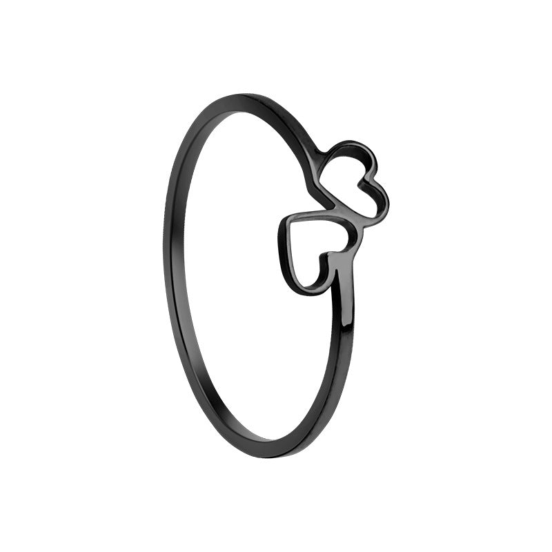 Heartfelt Connection Stainless Steel Couple Rings - Wholesale Romantic Jewelry