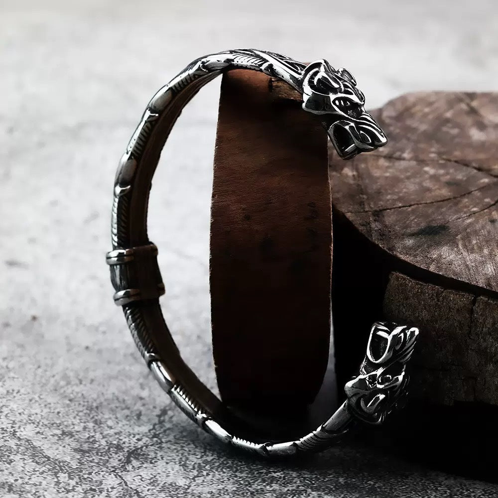 Viking Wolf Head Bracelet Planderful Everyday Genie For Men Steel Jewelry Retro Durability