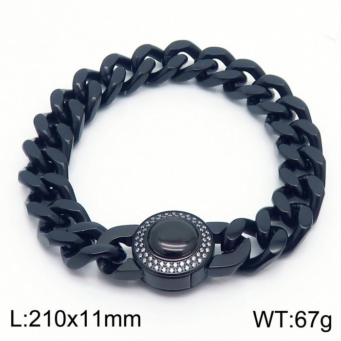 Bracelet Of The – Cnc Zircon Cuban Chain Titanium Steel Men's