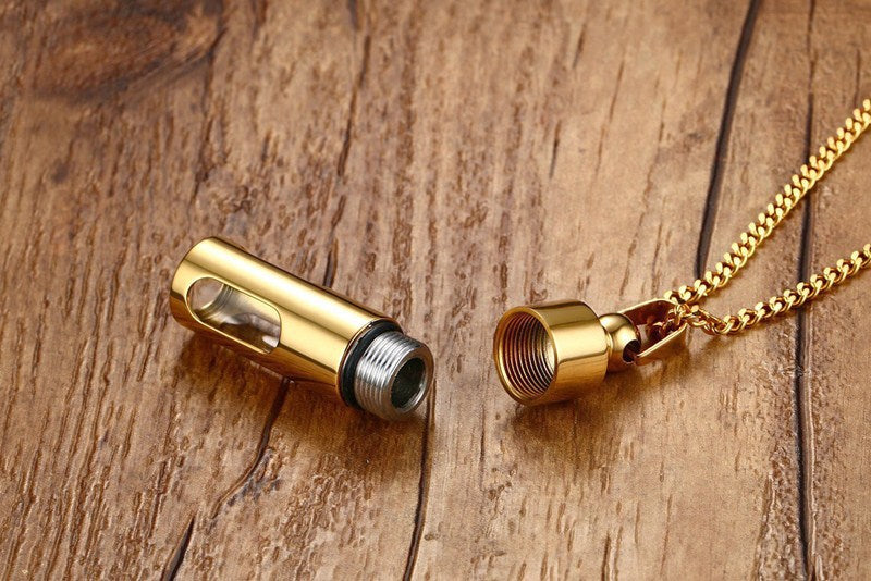 Perfume Bottle Pendant Stainless Steel Openable Steel Glass