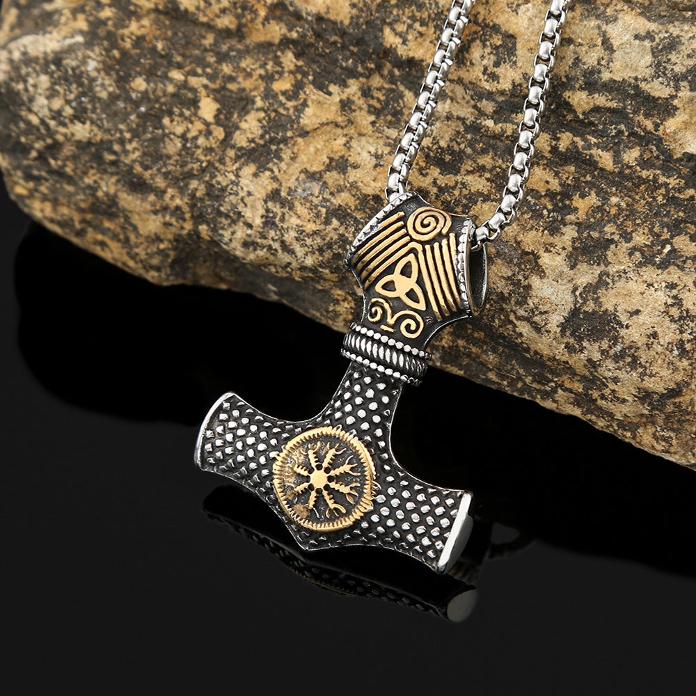 European and American Viking Rune Necklace Men's Double Sided Pendant