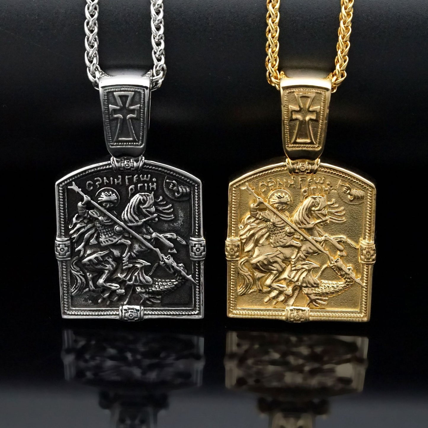 Steel Necklace - Vintage Cross Knight Pendant Necklace For Men Everyday Wear Planderful
