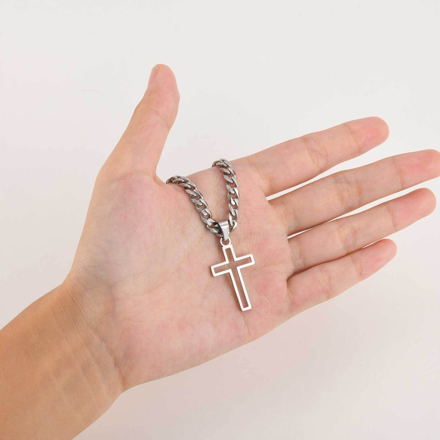Planderful Titanium Hollow Cross Pendant Necklace For Men