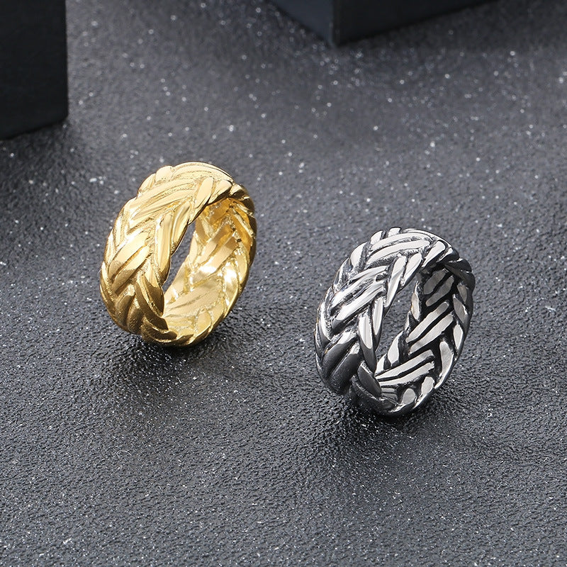 Planderful Mens Interwoven Love Ring Stainless Steel
