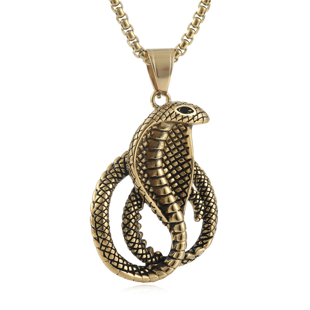 European And American Stainless Steel Cobra Pendant For Men