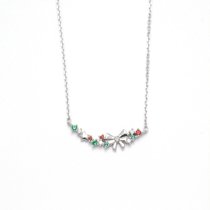 Autumn and Winter New S925 Sterling Silver Bow Necklace