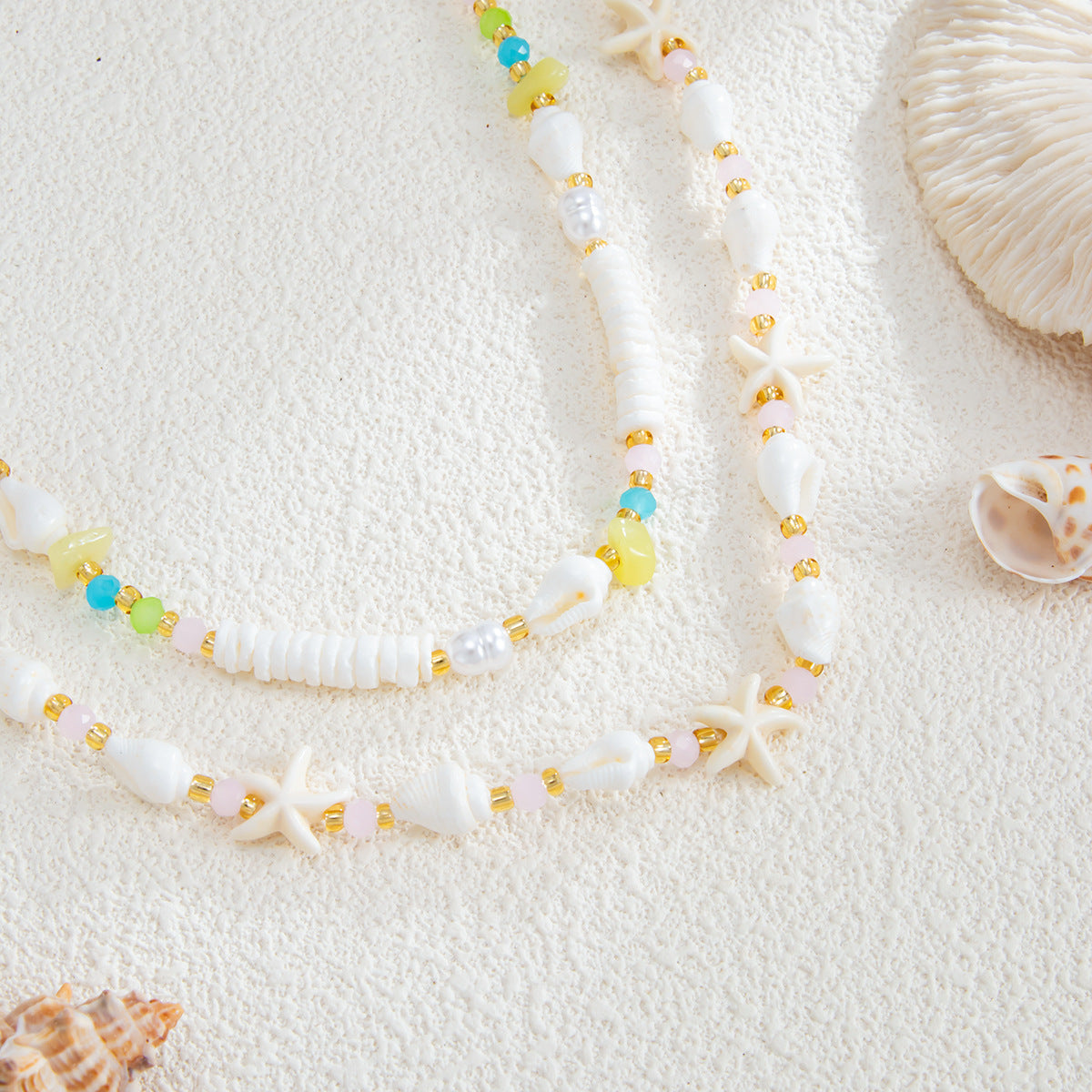 Shell & Pearl Starfish Collarbone Necklace