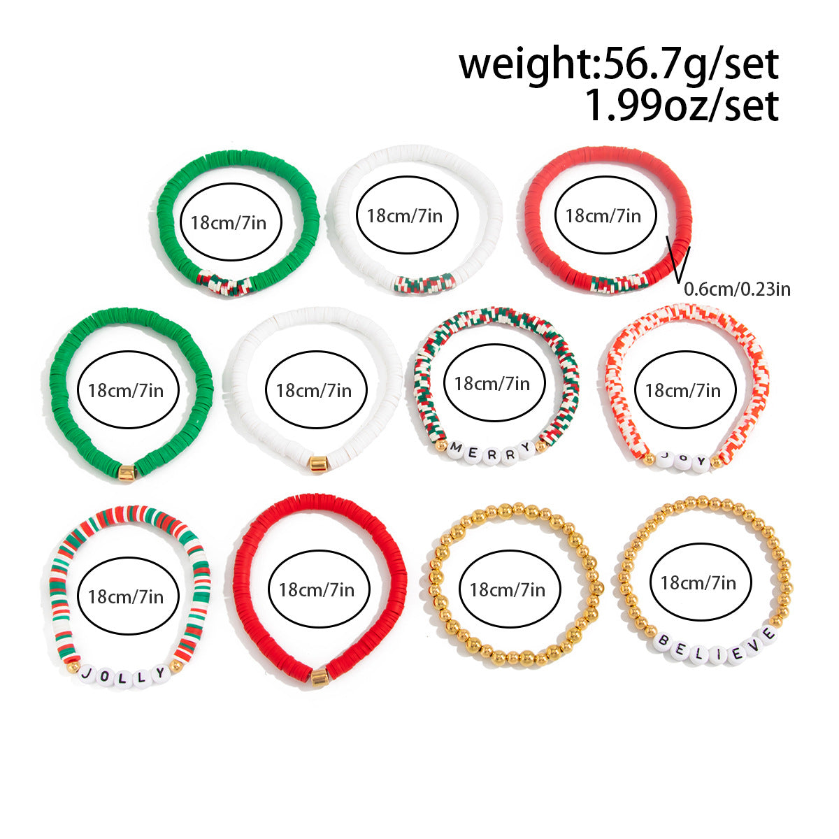 Planderful Collection Vienna Verve Elastic Beaded Christmas Bracelet For Women Gift For Her Festive Statement Jewelry