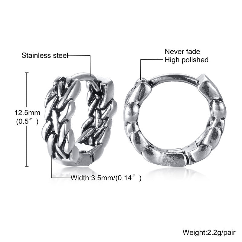 Vintage Textured Single Hoop Earring — Four Designs
