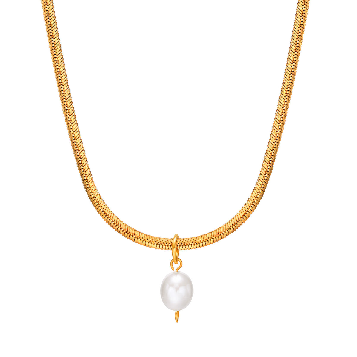 Stainless Steel Flat Cross Chain Pearl Spacer Copper Material Heart Flower Double Necklace