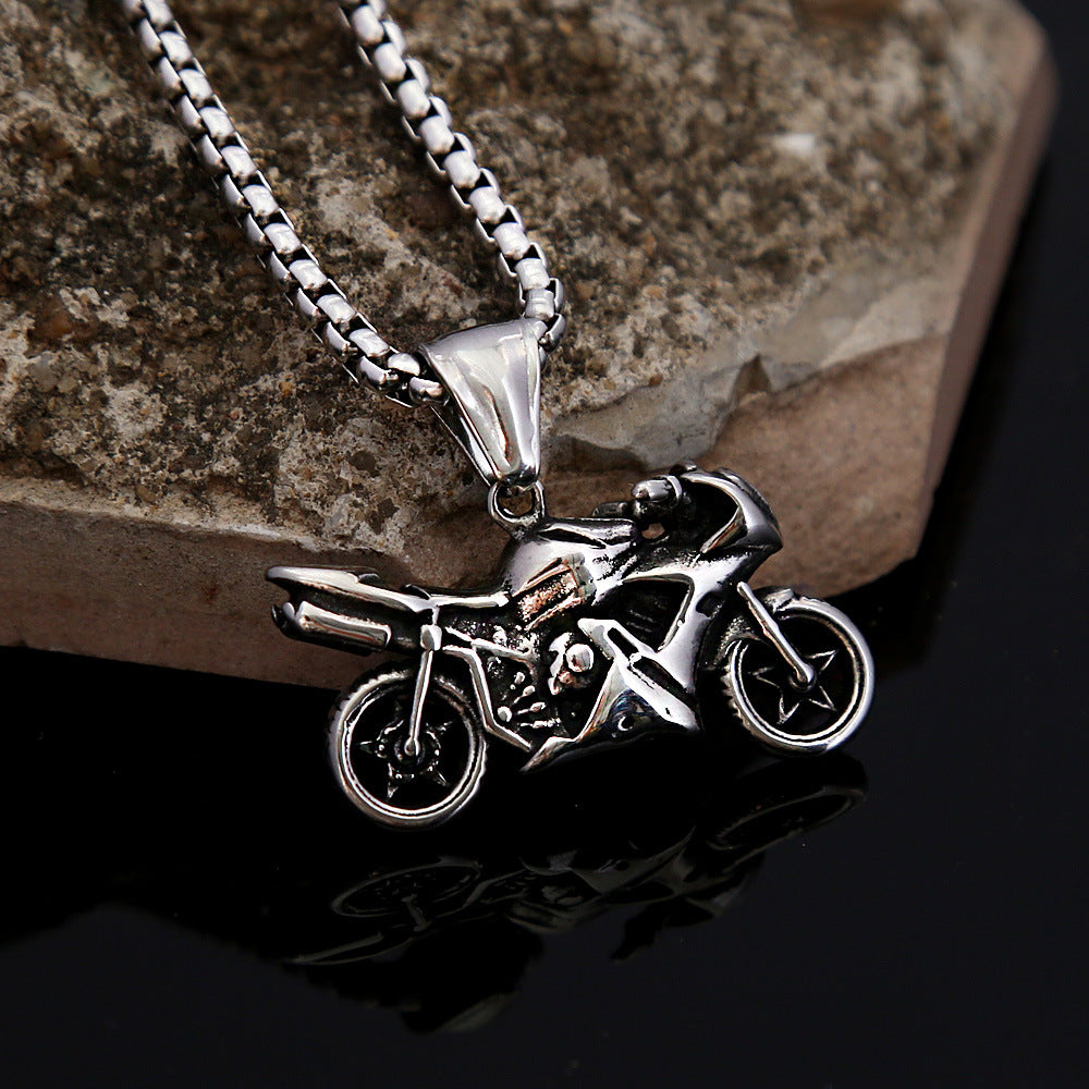 Stainless Steel Necklace Men's Personality Retro Motorcycle Pendant