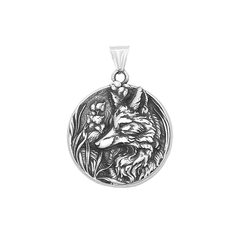 Vintage Wolf Stainless Steel Men's Pendant Necklace