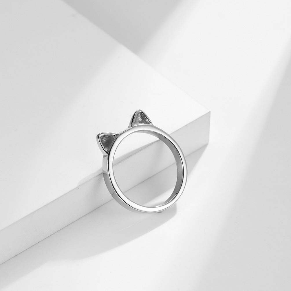 Planderful Cat Ear Ring Titanium Steel For Women Durable Catgirl Jewelry Everyday Genie