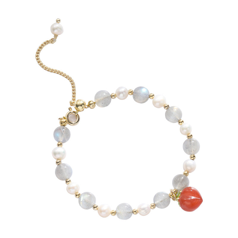 Moonlight Stone Pearl Peach Bracelet
