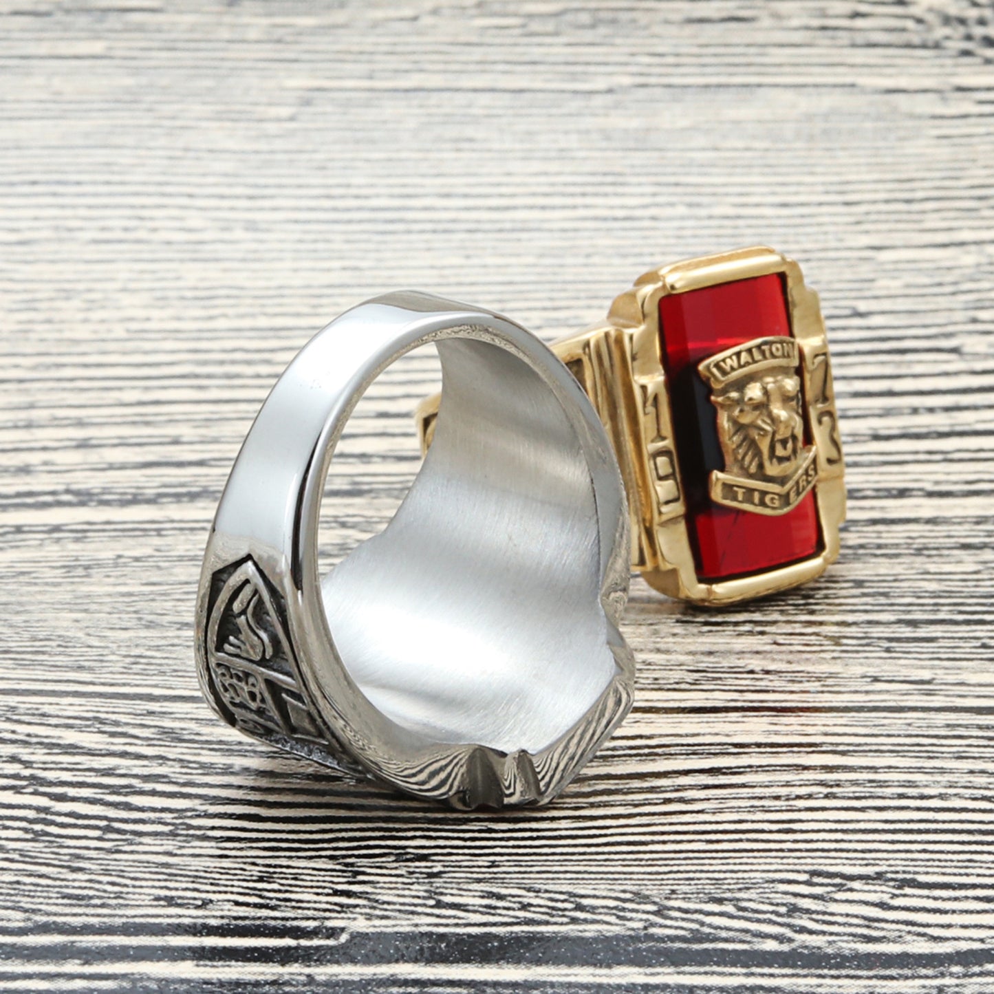 Titanium Steel Multi-Color Gemstone Lion Ring for Men - Retro Punk Style